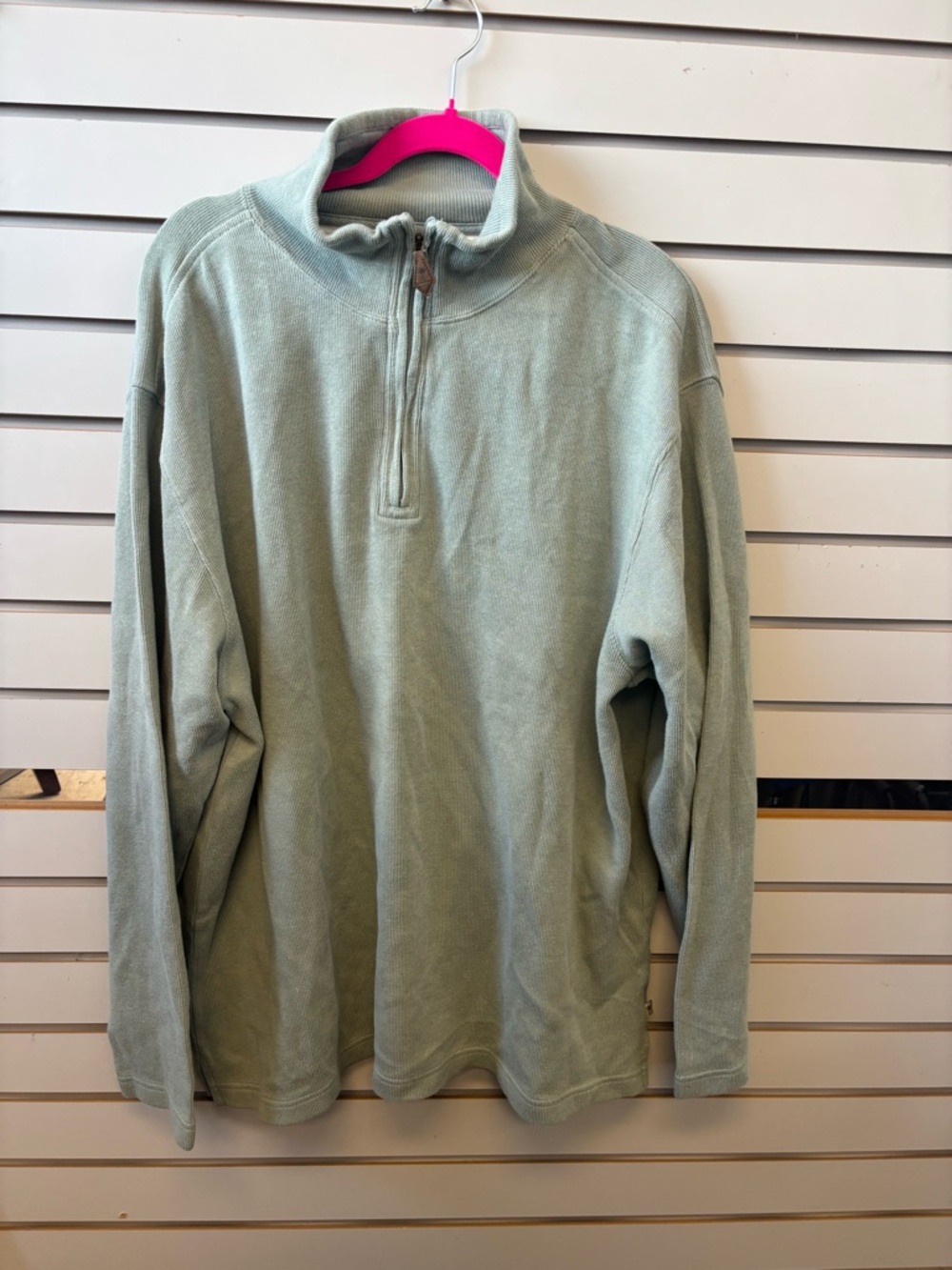 Tommy Bahama Vintage Light Sage Half-Zip Island Shore Sweater